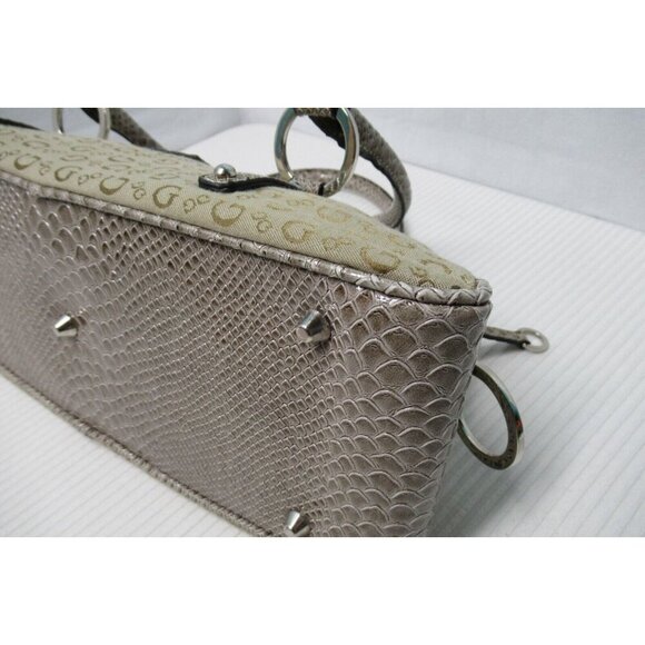 Guess Y2K Style Python Canvas Tan Signature Monogram Logo Purse Shoulder Bag - Picture 8 of 10